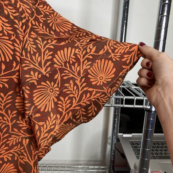 Bridgewater‎ Women's Orange Floral Ruffle Sleeve Dress Size 18W Lagenlook Retro - Picture 8 of 11